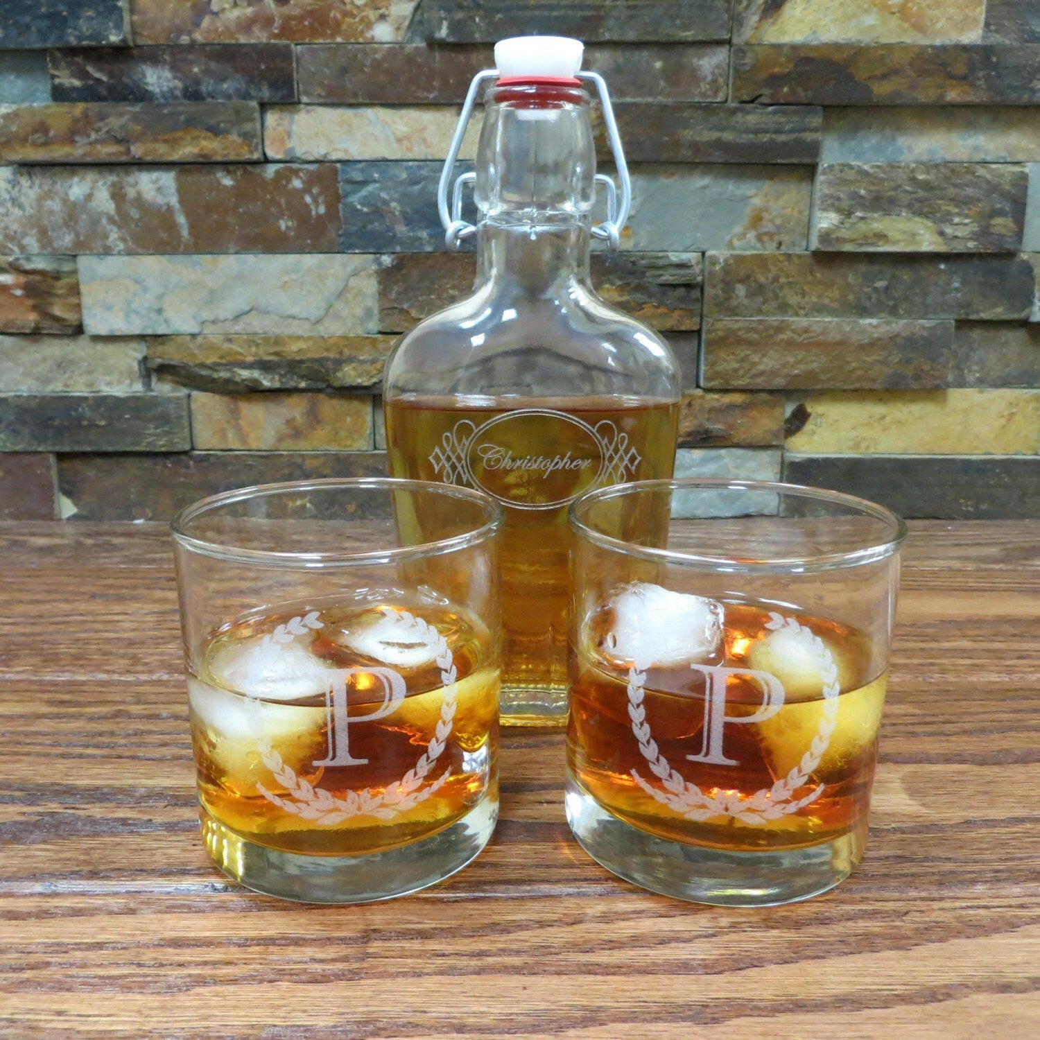 Personalized Whiskey Glass Tumblers with Flask.