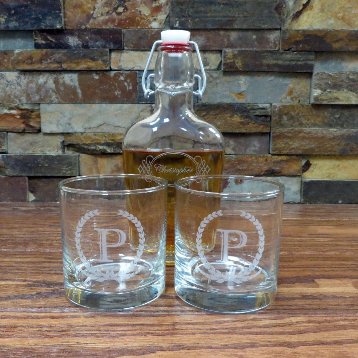 Personalized Whiskey Glass Tumblers with Flask.