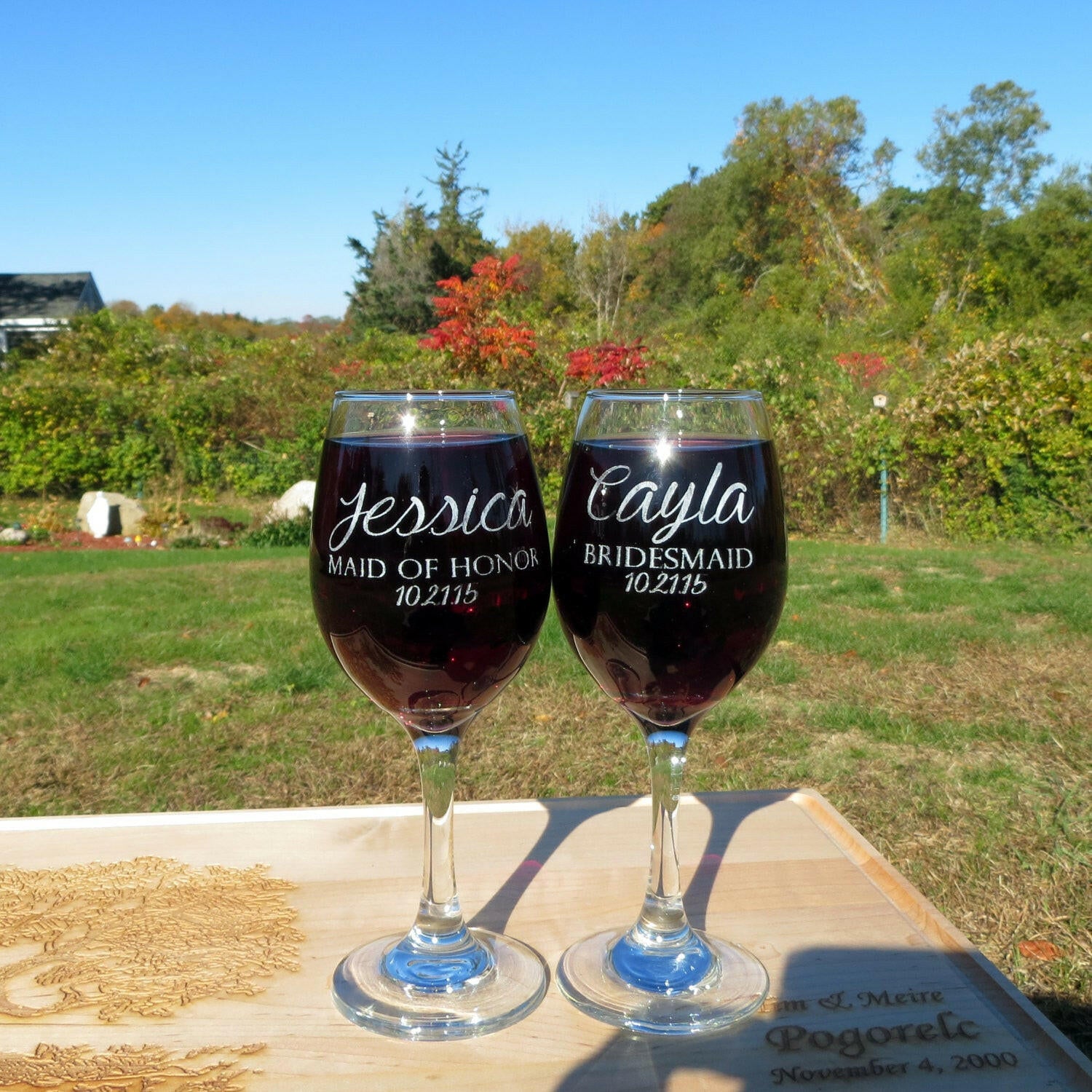 Set of 2 Personalized Wine Glasses.