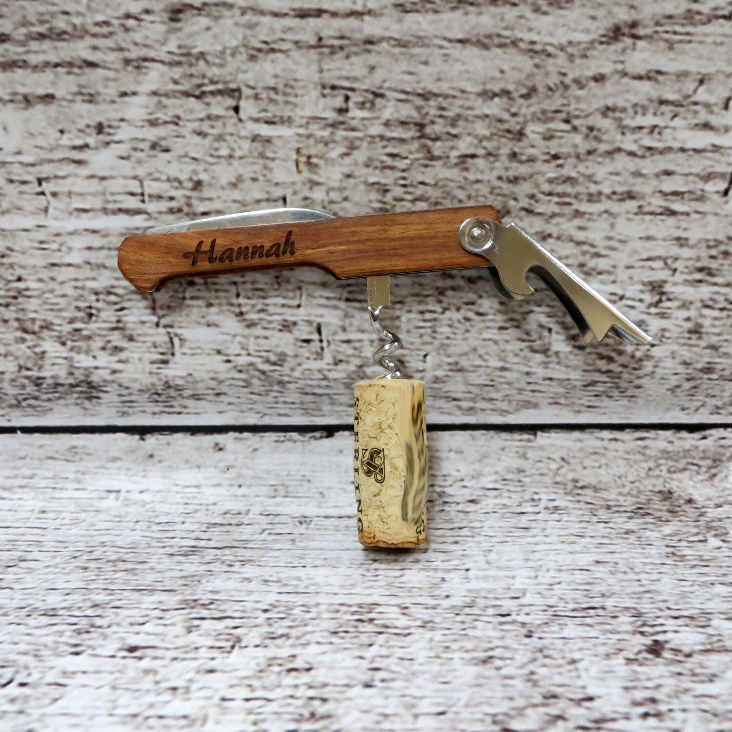 Personalized Cork Screw Wine Bottle Opener.