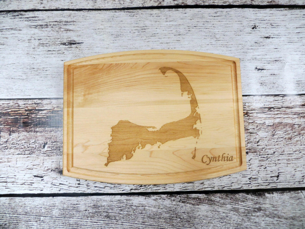 Personalized Cape Cod Map Outline Cutting Board.