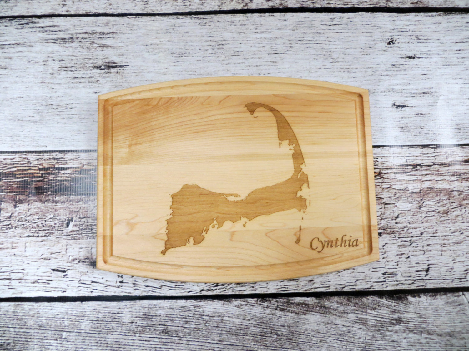 Personalized Cape Cod Map Outline Cutting Board