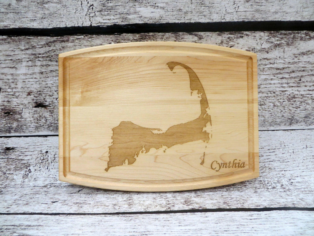 Personalized Cape Cod Map Outline Cutting Board.