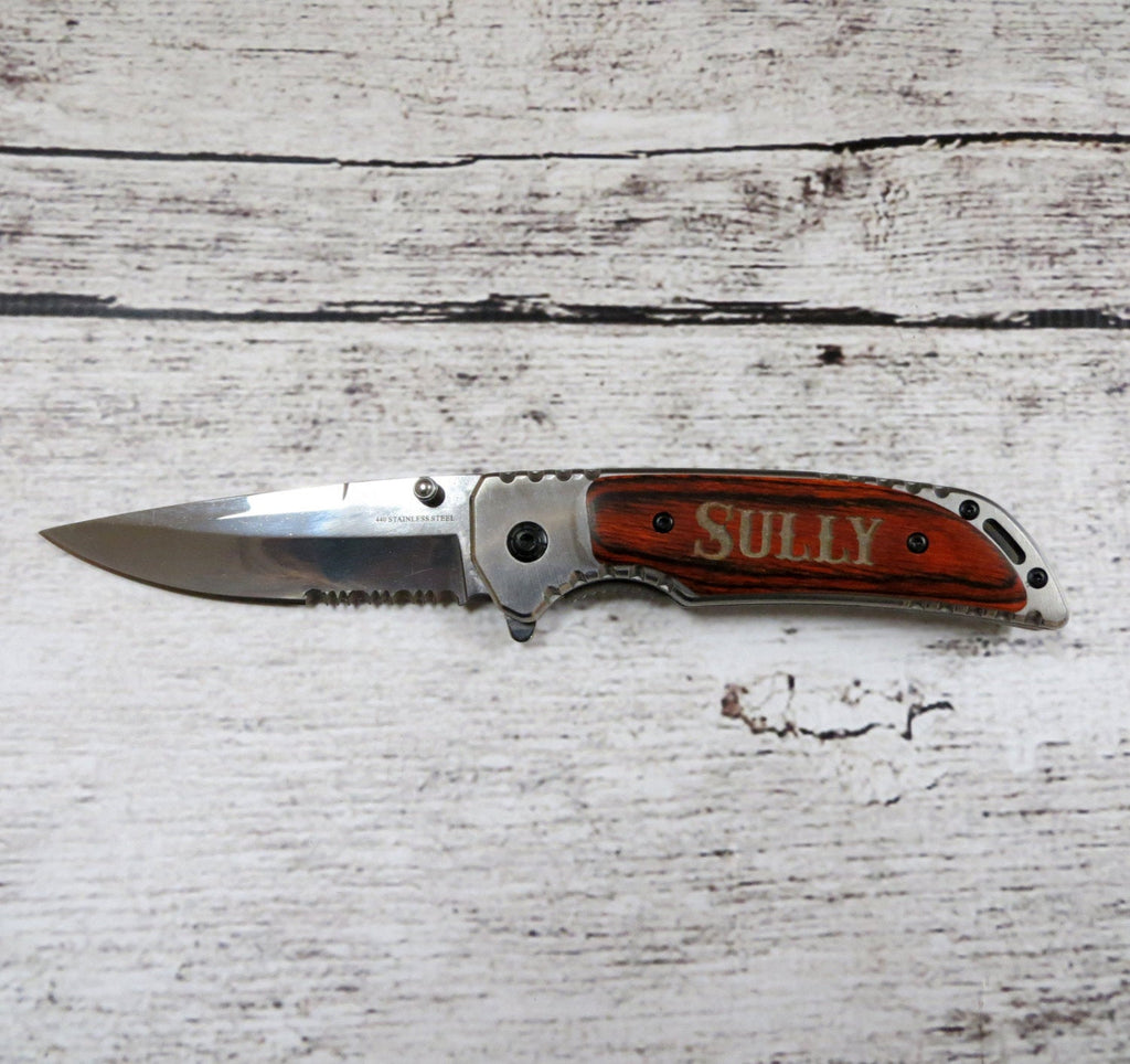Pocket Knife Personalized with Wood Handle