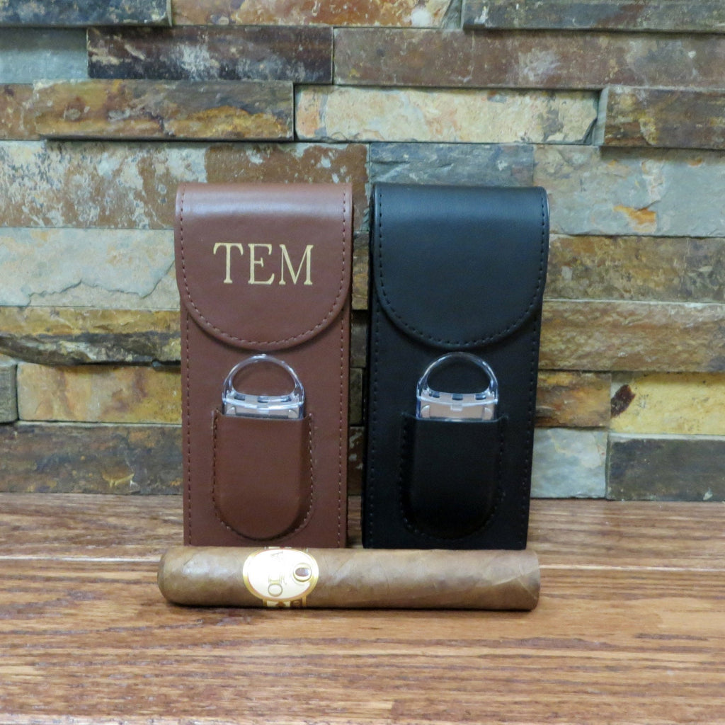 Personalized Cigar Case with Cigar Cutter