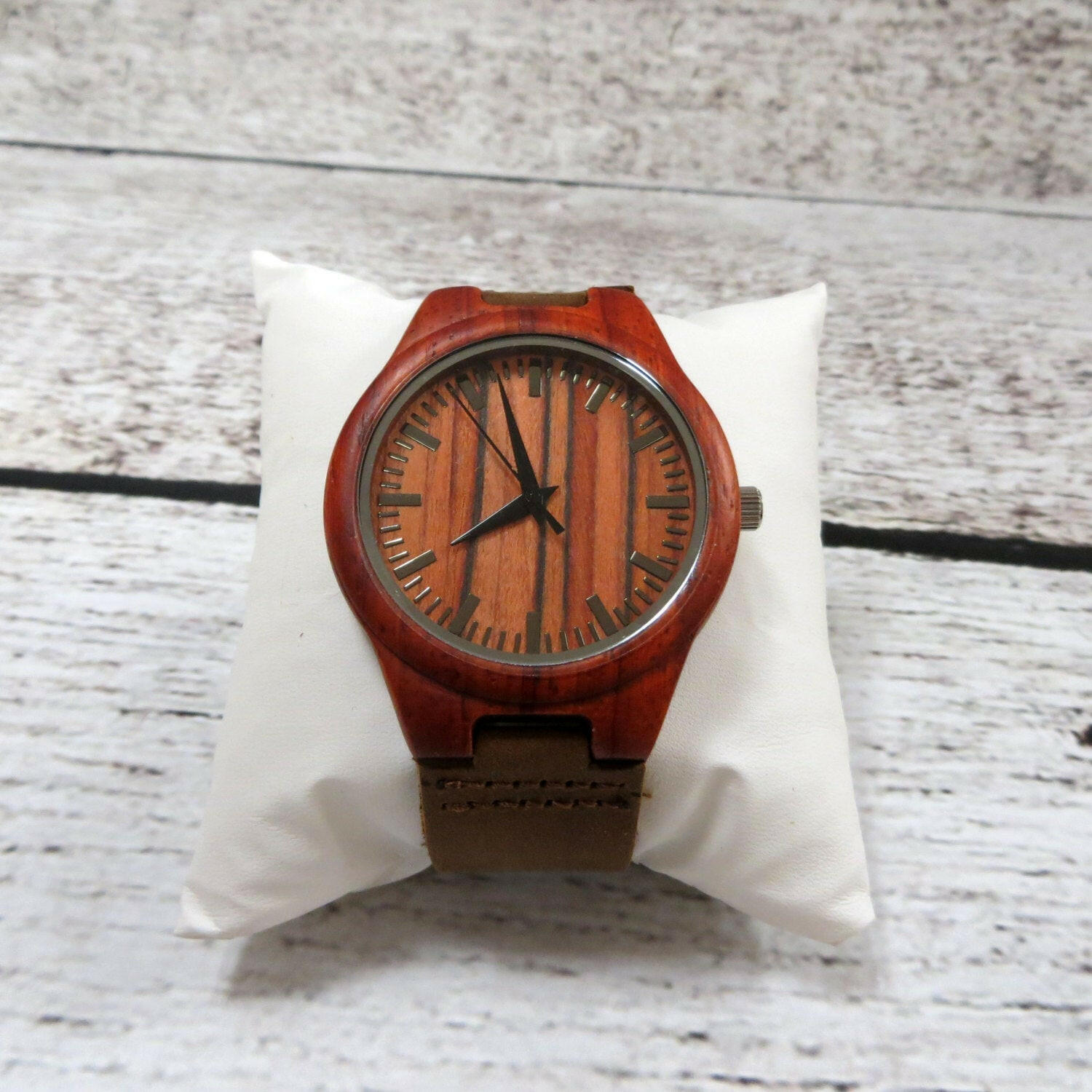 Red Wood Custom engraved Watch.