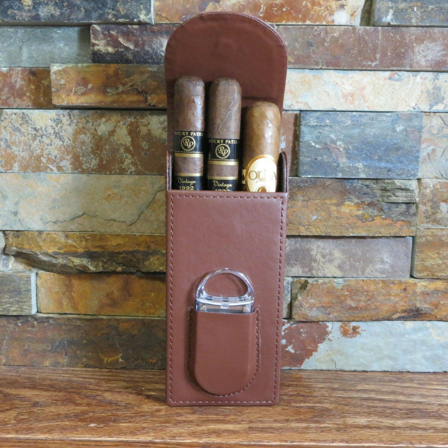 Personalized Cigar Case with Cigar Cutter.