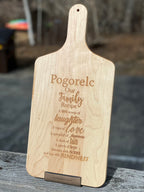 Personalized Maple Wood Cutting Board with Handle w Handwritten Recipe