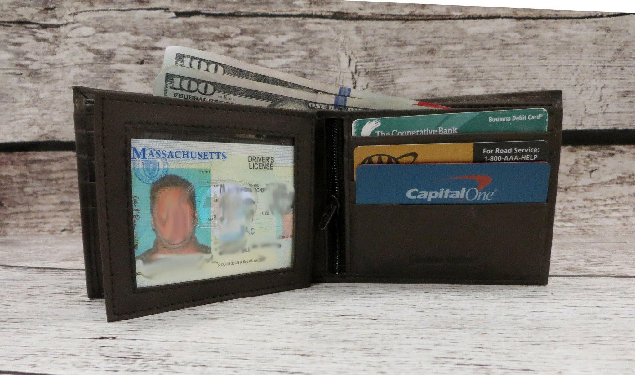 Brown Personalized Leather Wallet.