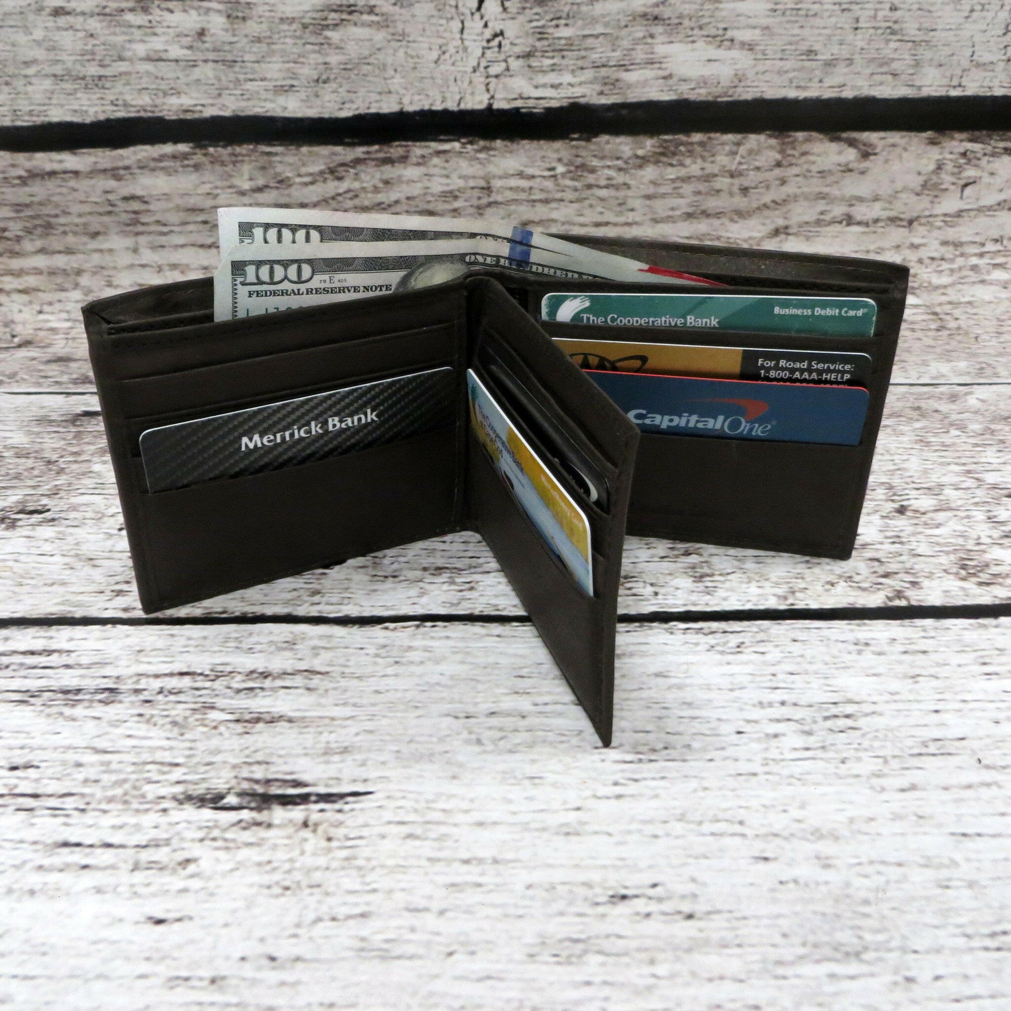 Brown Personalized Leather Wallet.