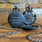 Personalized Black Pocket Watch.