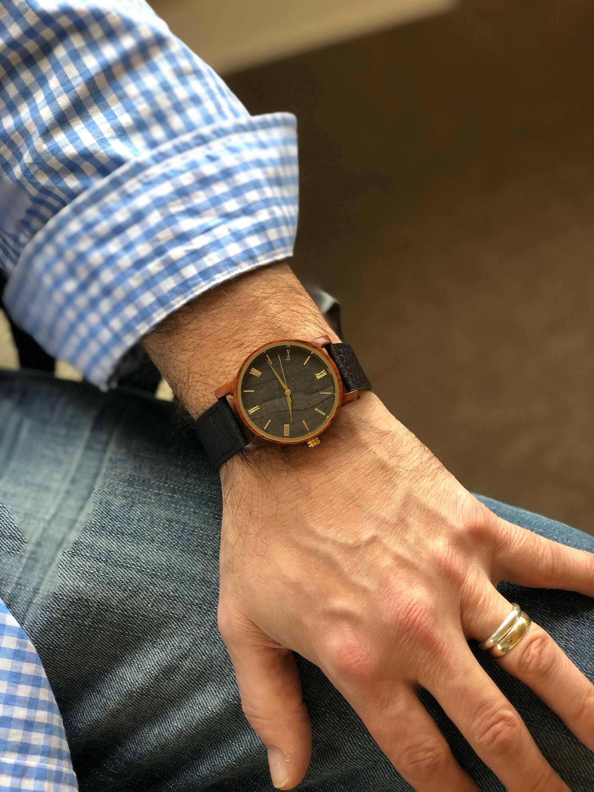 Personalized Wrist Watch with Wooden Face.