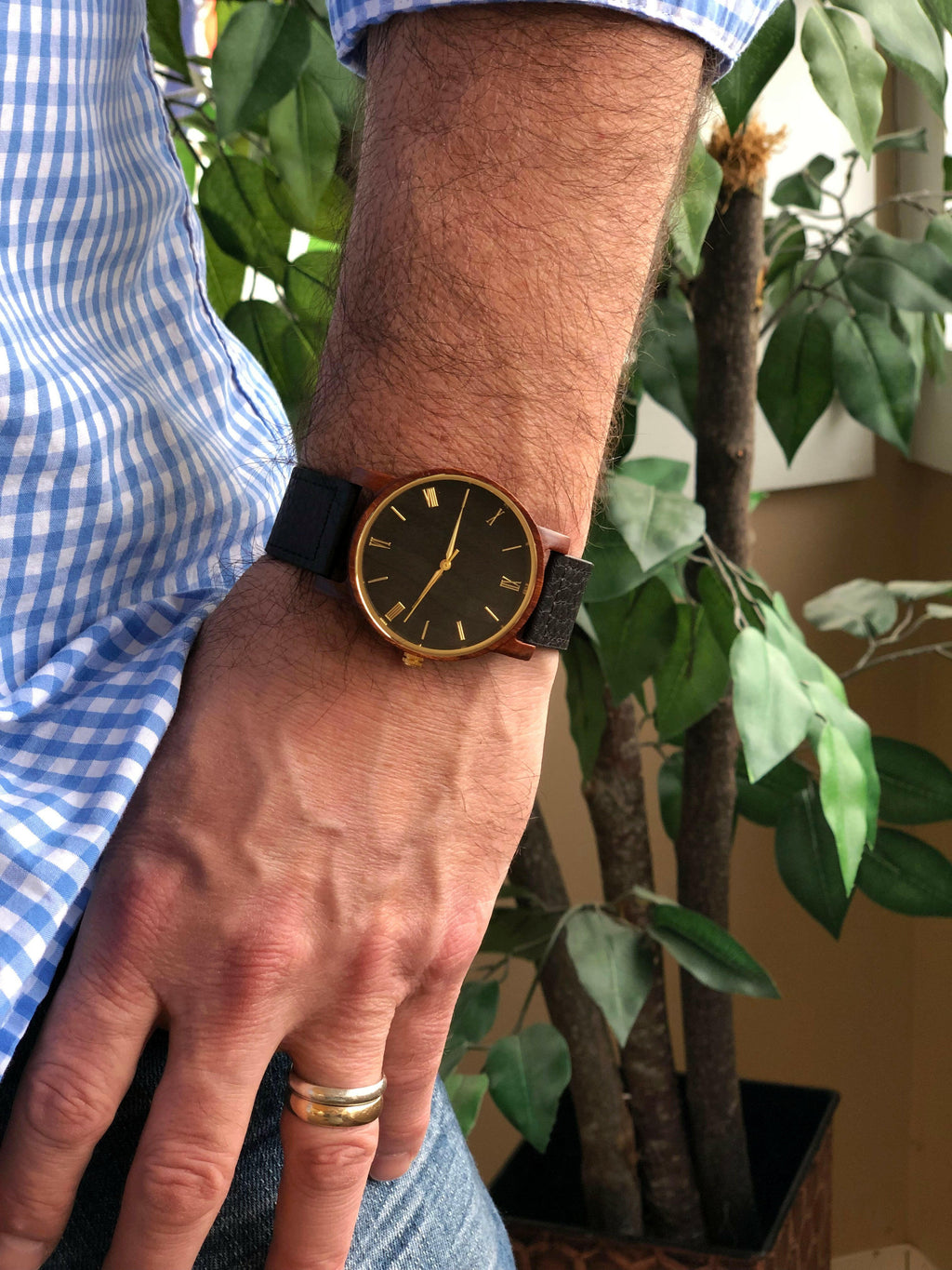 Personalized Wrist Watch with Wooden Face.