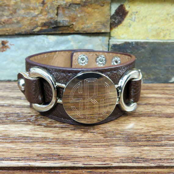 Silver Leather Personalized Bracelet Teal.