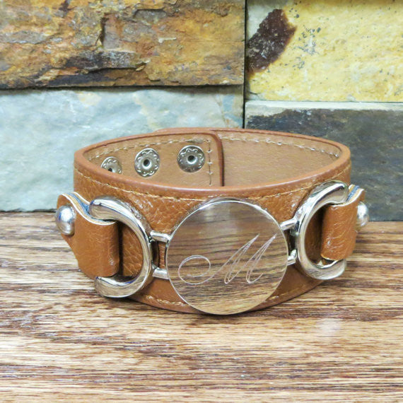 Silver Leather Personalized Bracelet