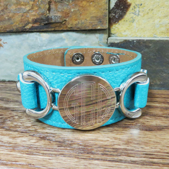 Silver Leather Personalized Bracelet
