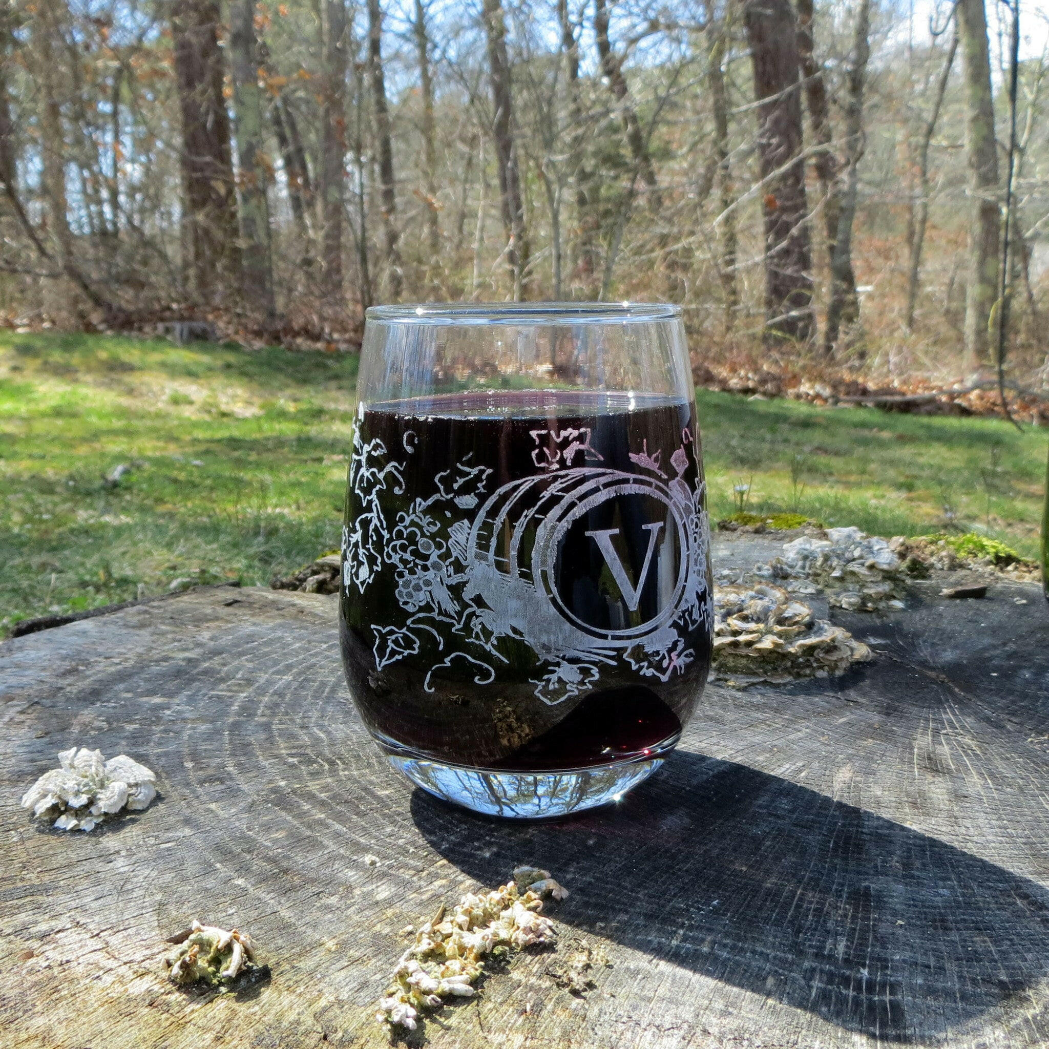 Custom Designed Stemless Wine Glasses.