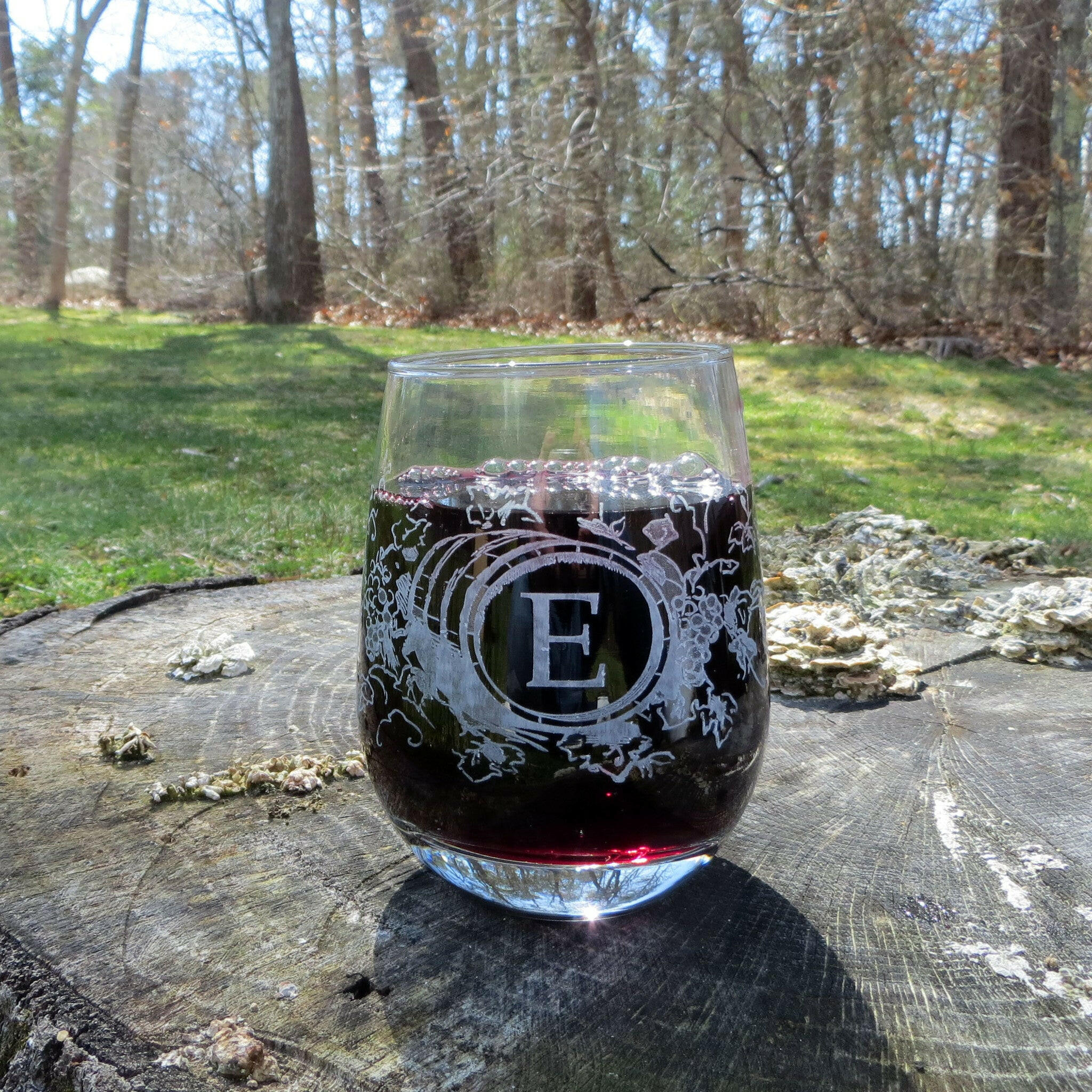 Custom Designed Stemless Wine Glasses.