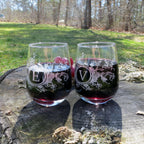Custom Designed Stemless Wine Glasses.