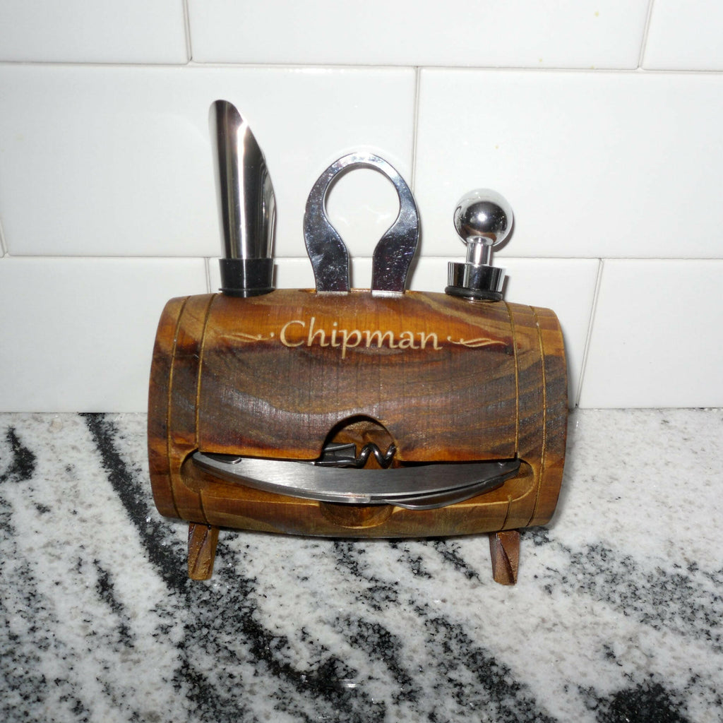 Wine Barrel Wine Accessory Set.
