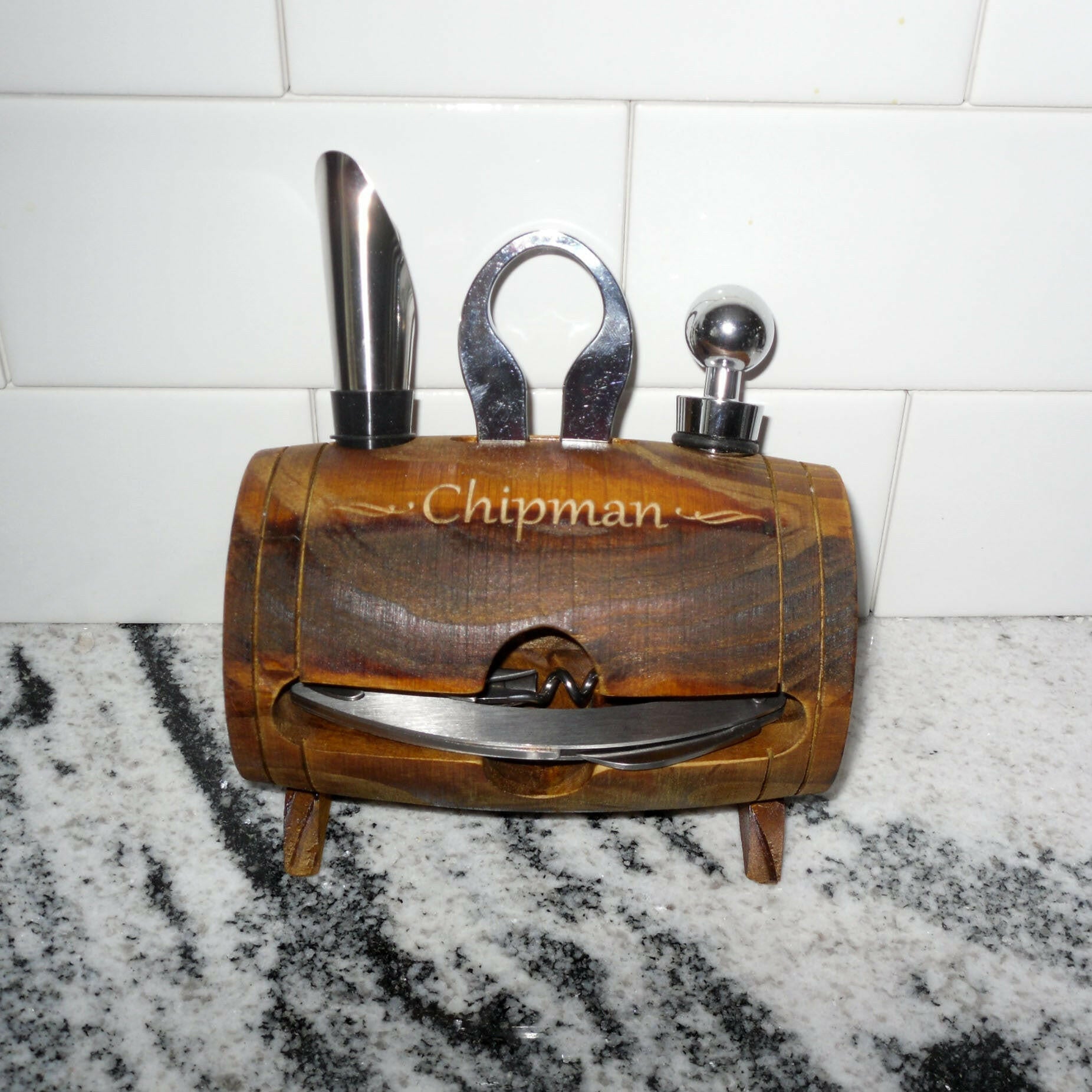 Wine Barrel Wine Accessory Set.