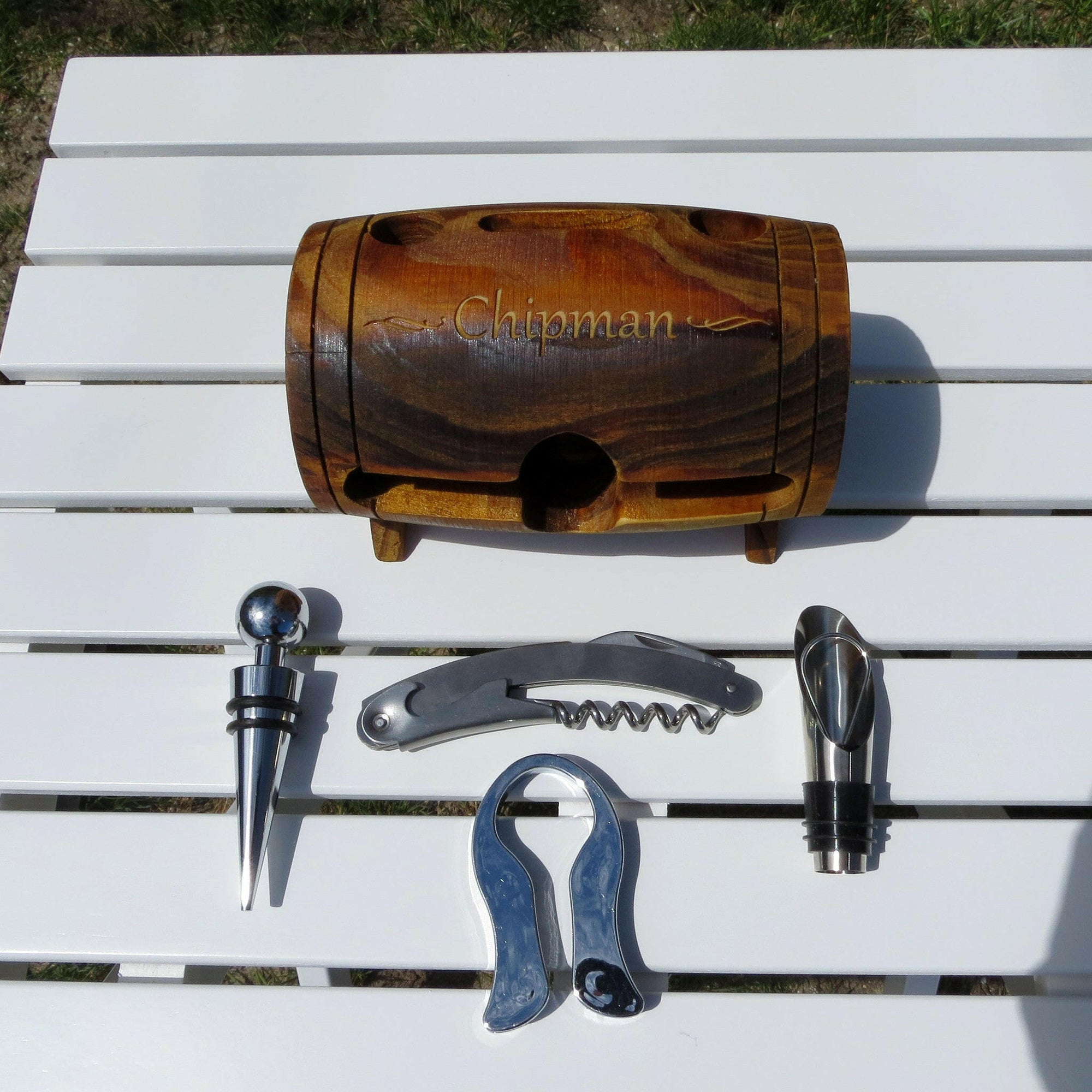 Wine Barrel Wine Accessory Set.