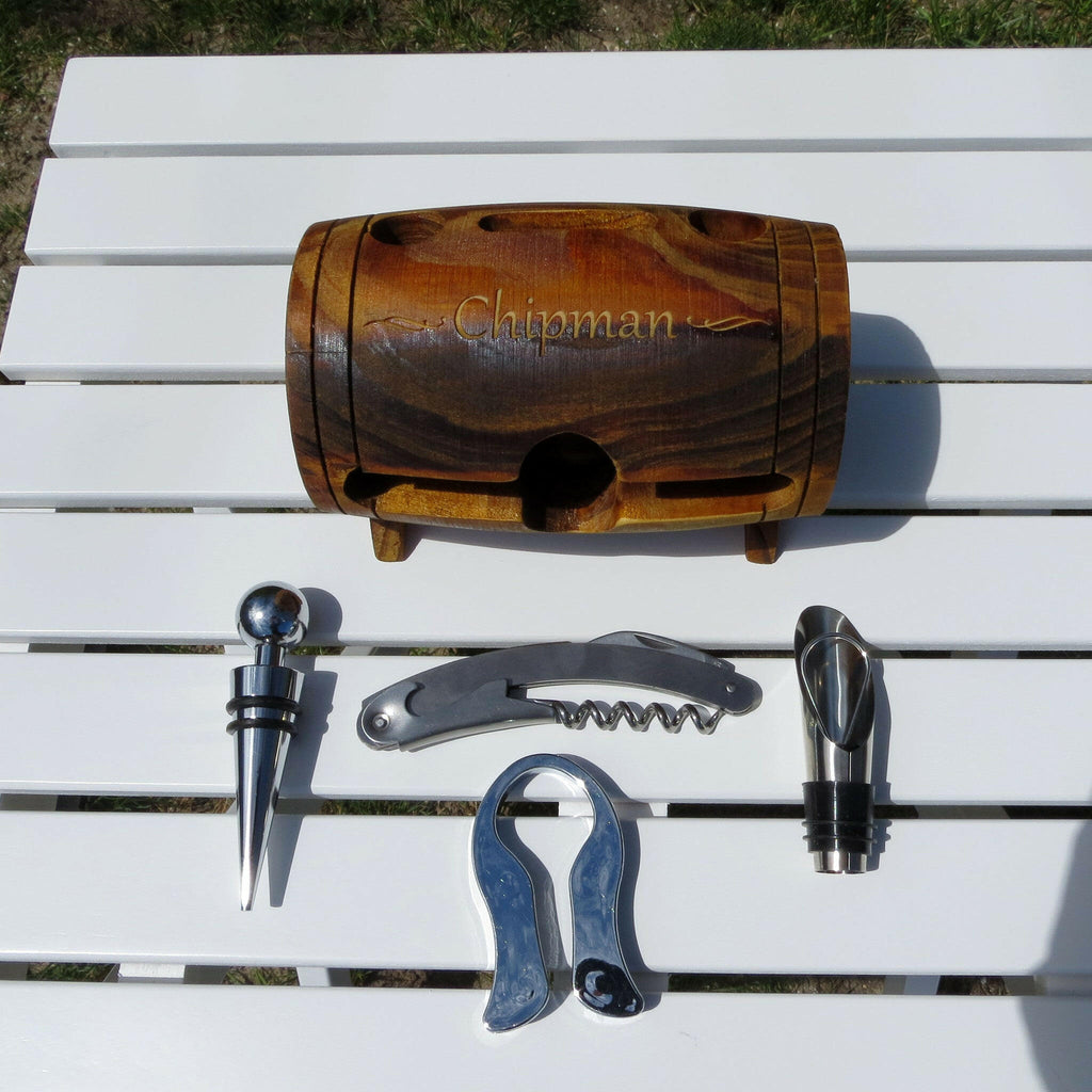 Wine Barrel Wine Accessory Set.