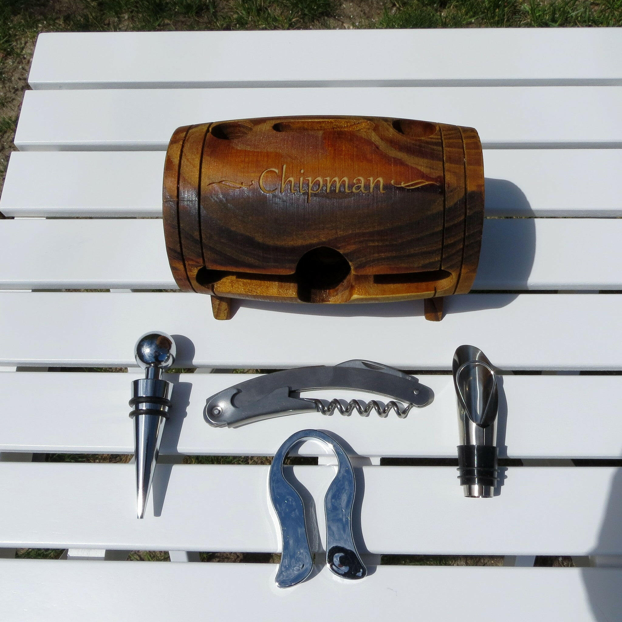 Wine Barrel Wine Accessory Set.