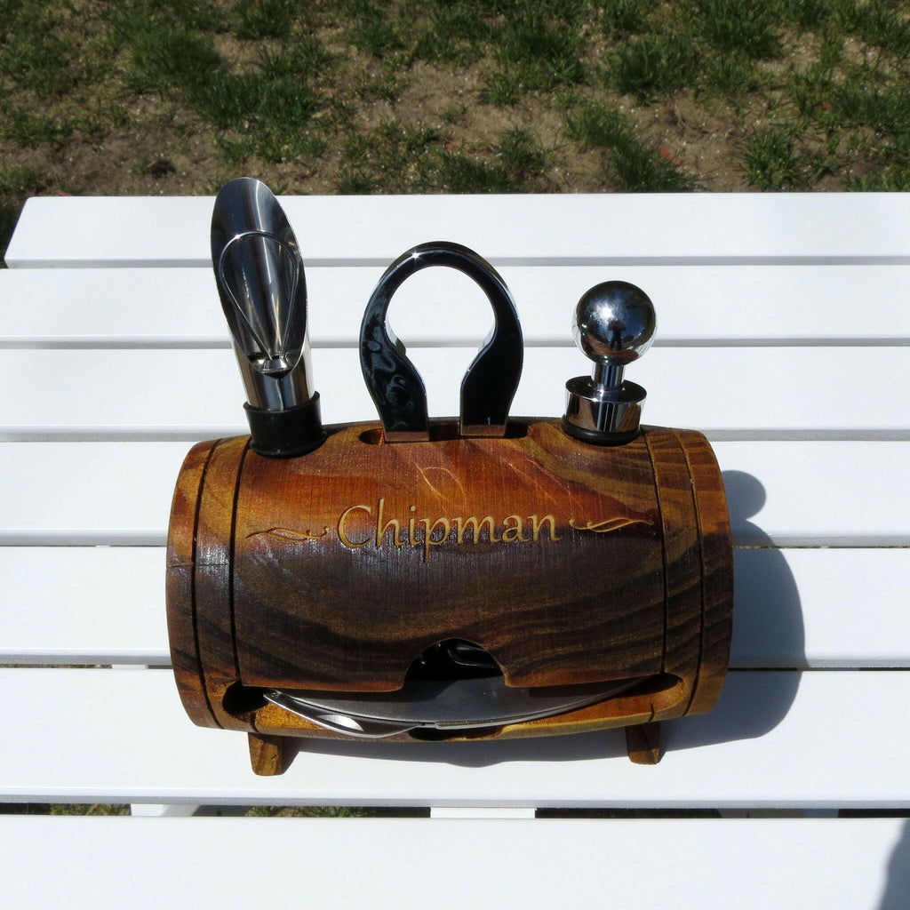 Wine Barrel Wine Accessory Set.