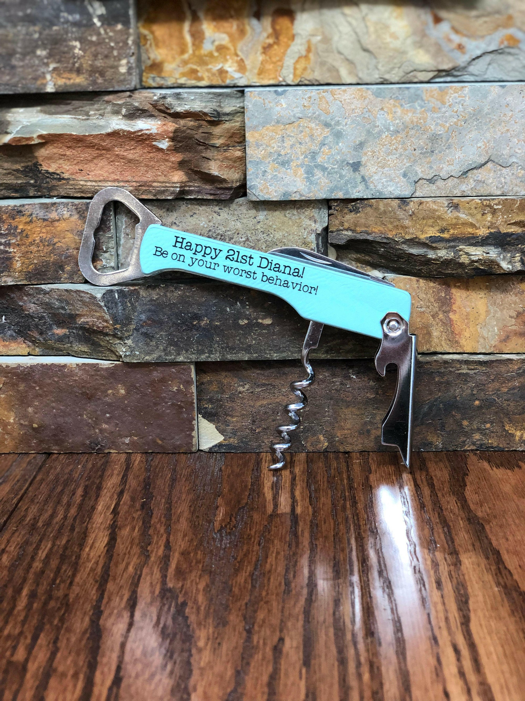 Personalized Leatherette Beer & Wine Bottle Opener.