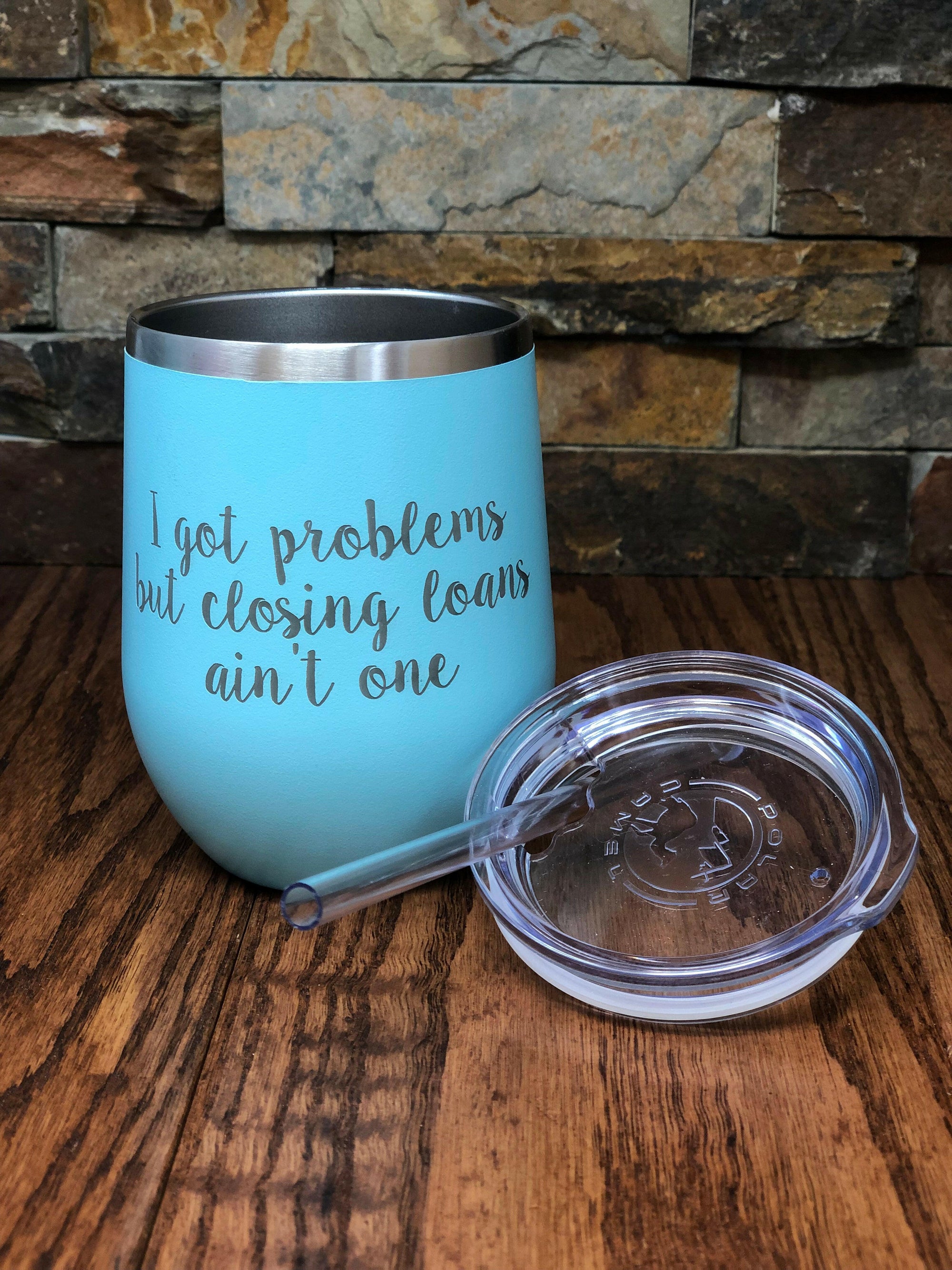 Personalized Wine Tumbler w Straw.