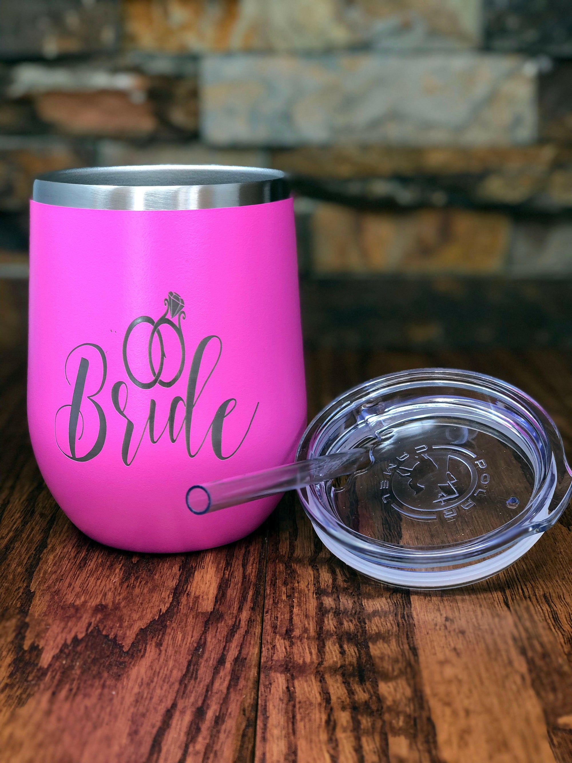 Personalized Wine Tumbler w Straw.