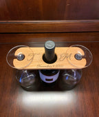 Custom Engraved Wood Wine Glass Caddy Wine Butler.