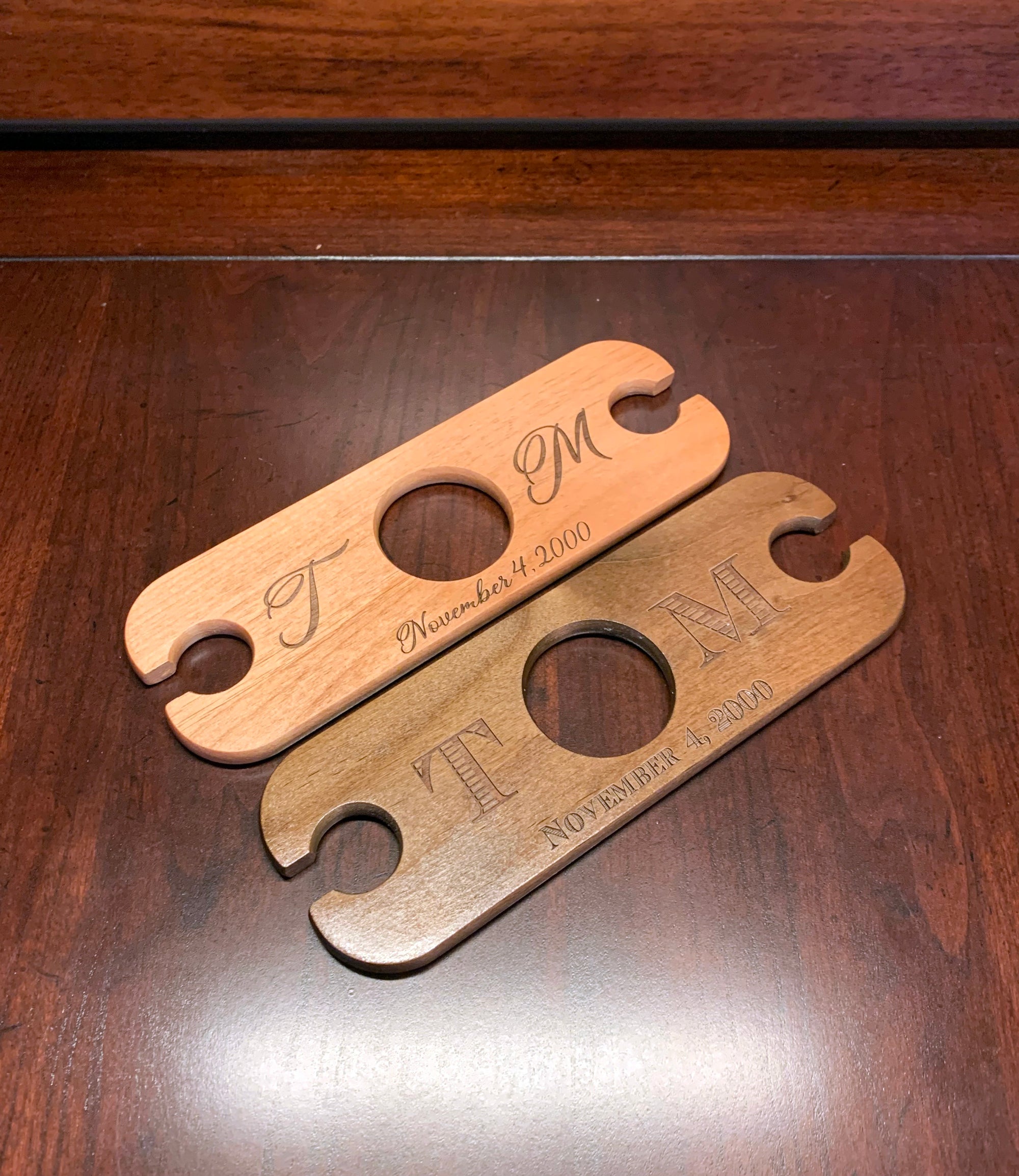 Custom Engraved Wood Wine Glass Caddy Wine Butler