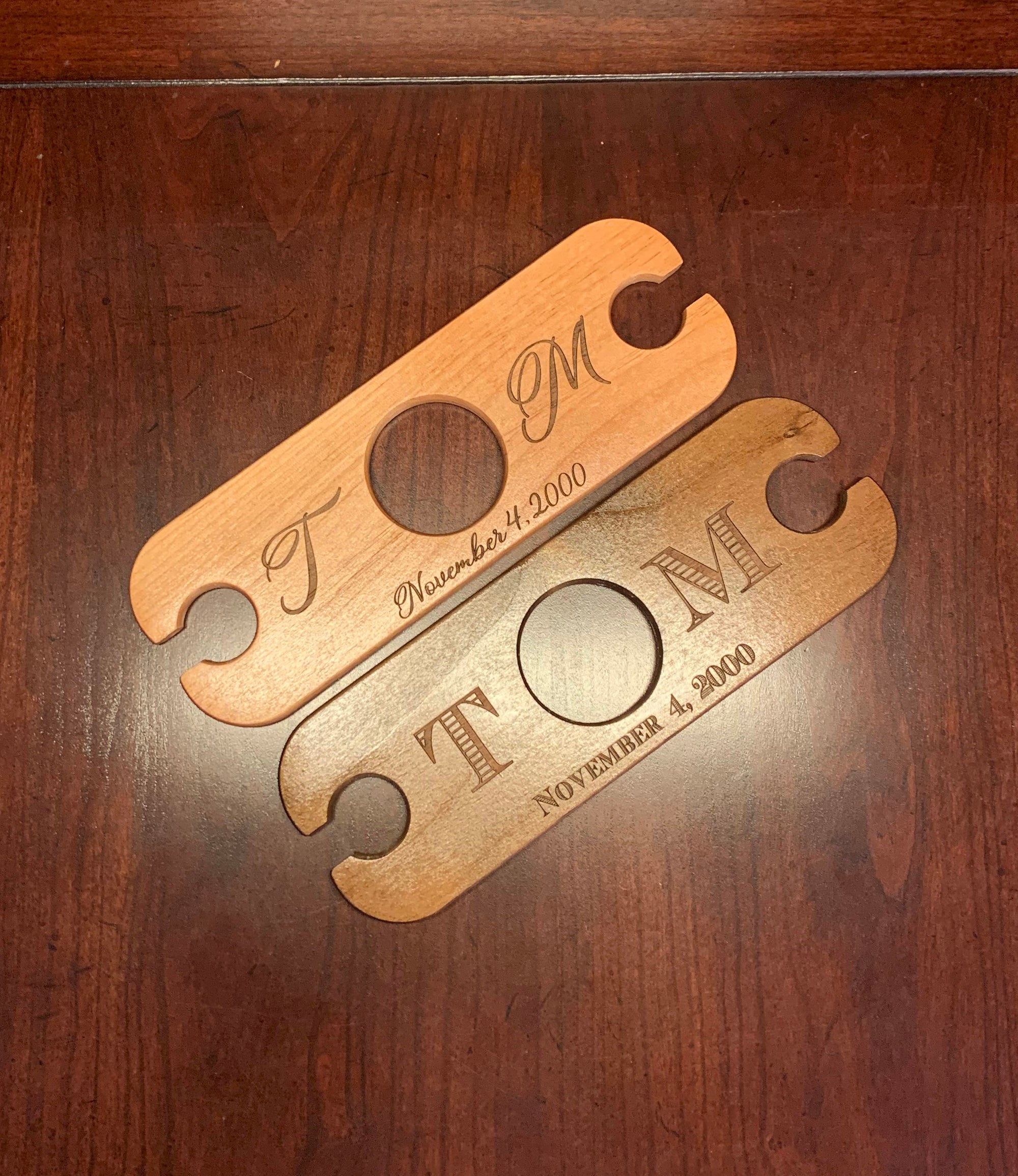 Custom Engraved Wood Wine Glass Caddy Wine Butler