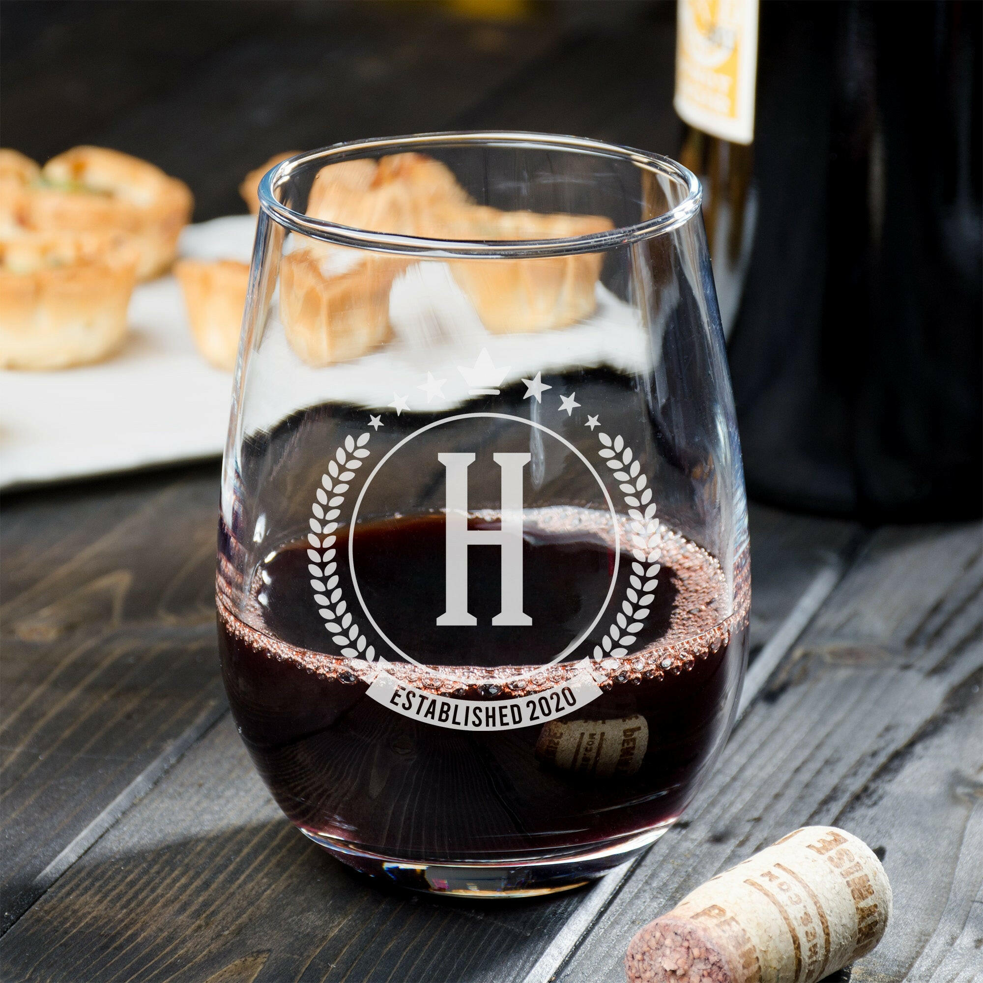 Personalized Stemless Wine Glasses.