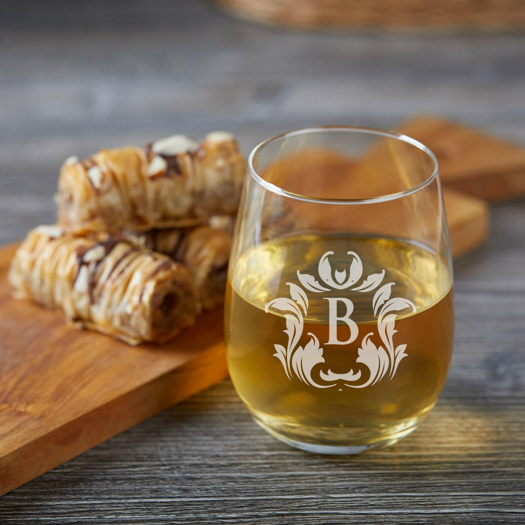 Personalized Stemless Wine Glasses.