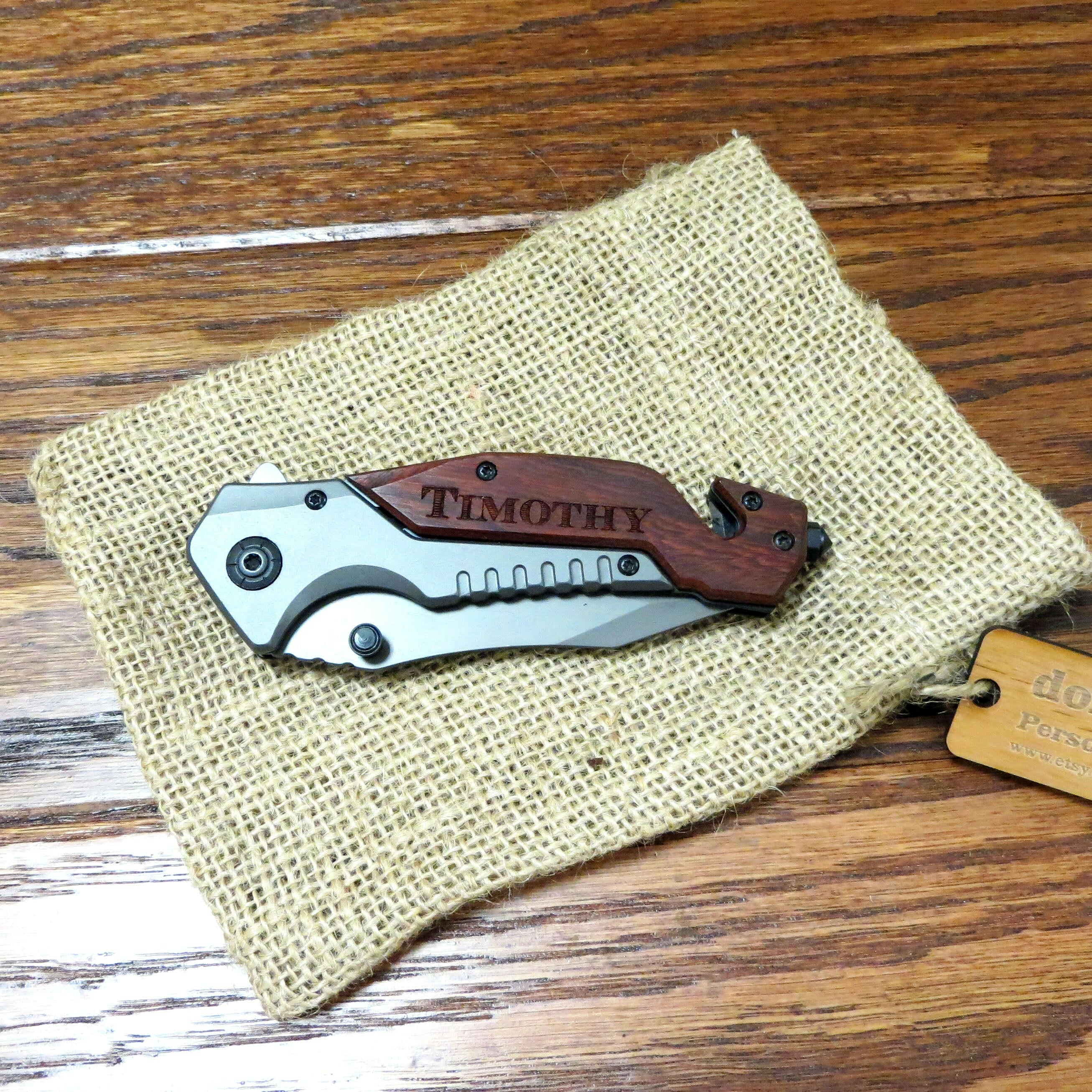 Personalized Wood Handle Pocket Knife.