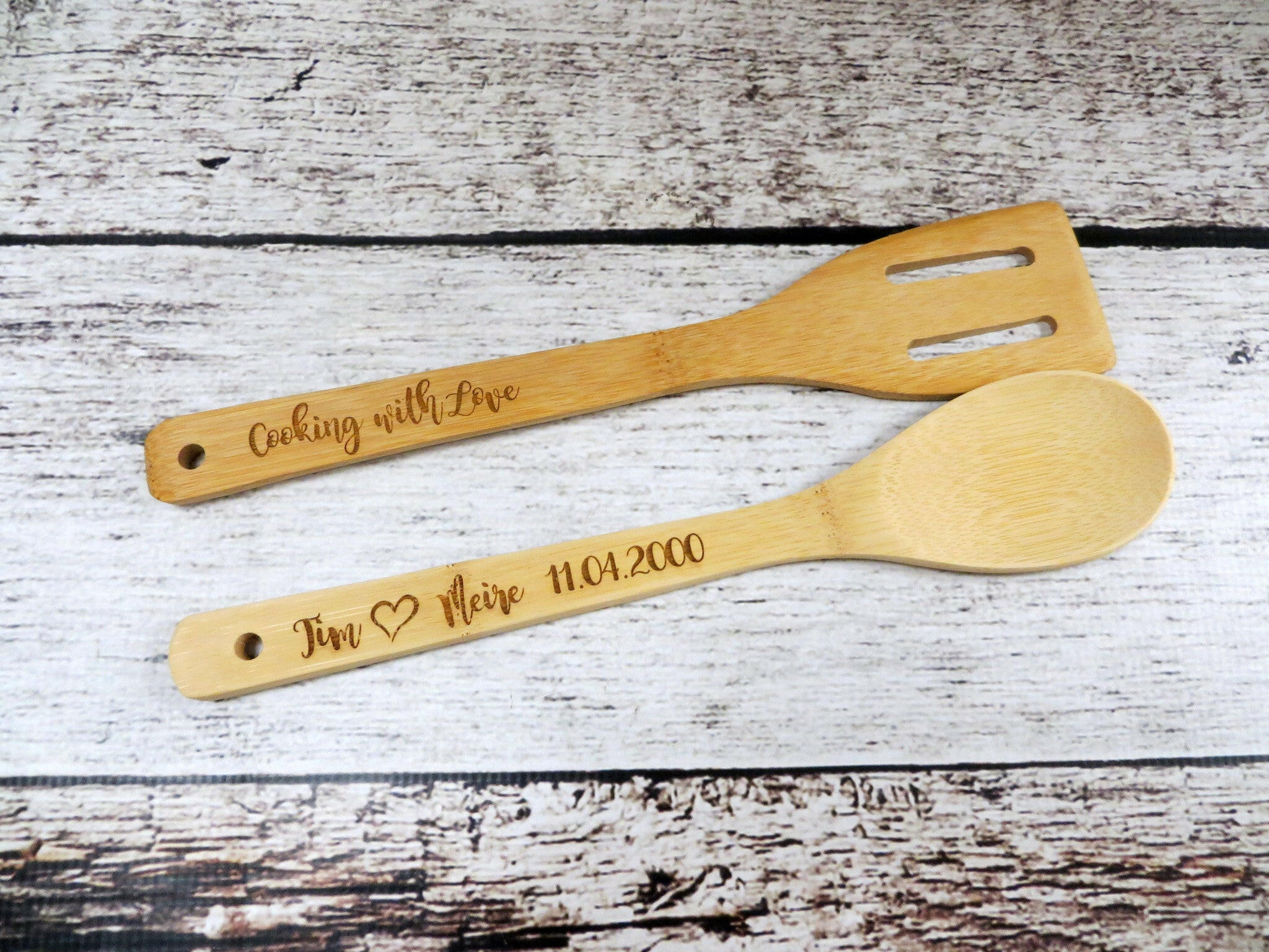 Personalized Wooden Spoon and Spatula Set.